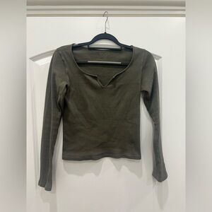 Brandy Melville Dark Green Long Sleeve Top